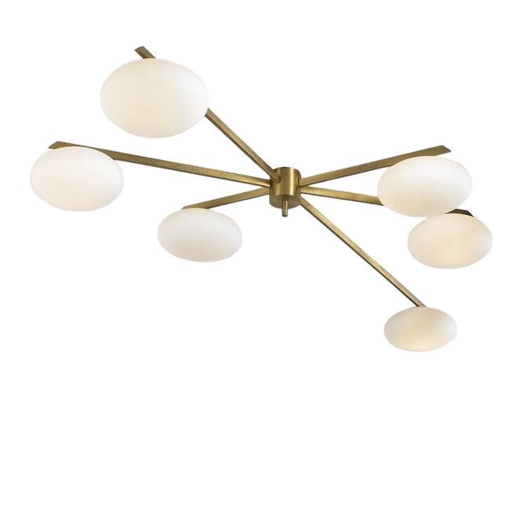 6 Light Stilnovo Style Globe Mid Century Brass Sputnik chandelier light Fixture