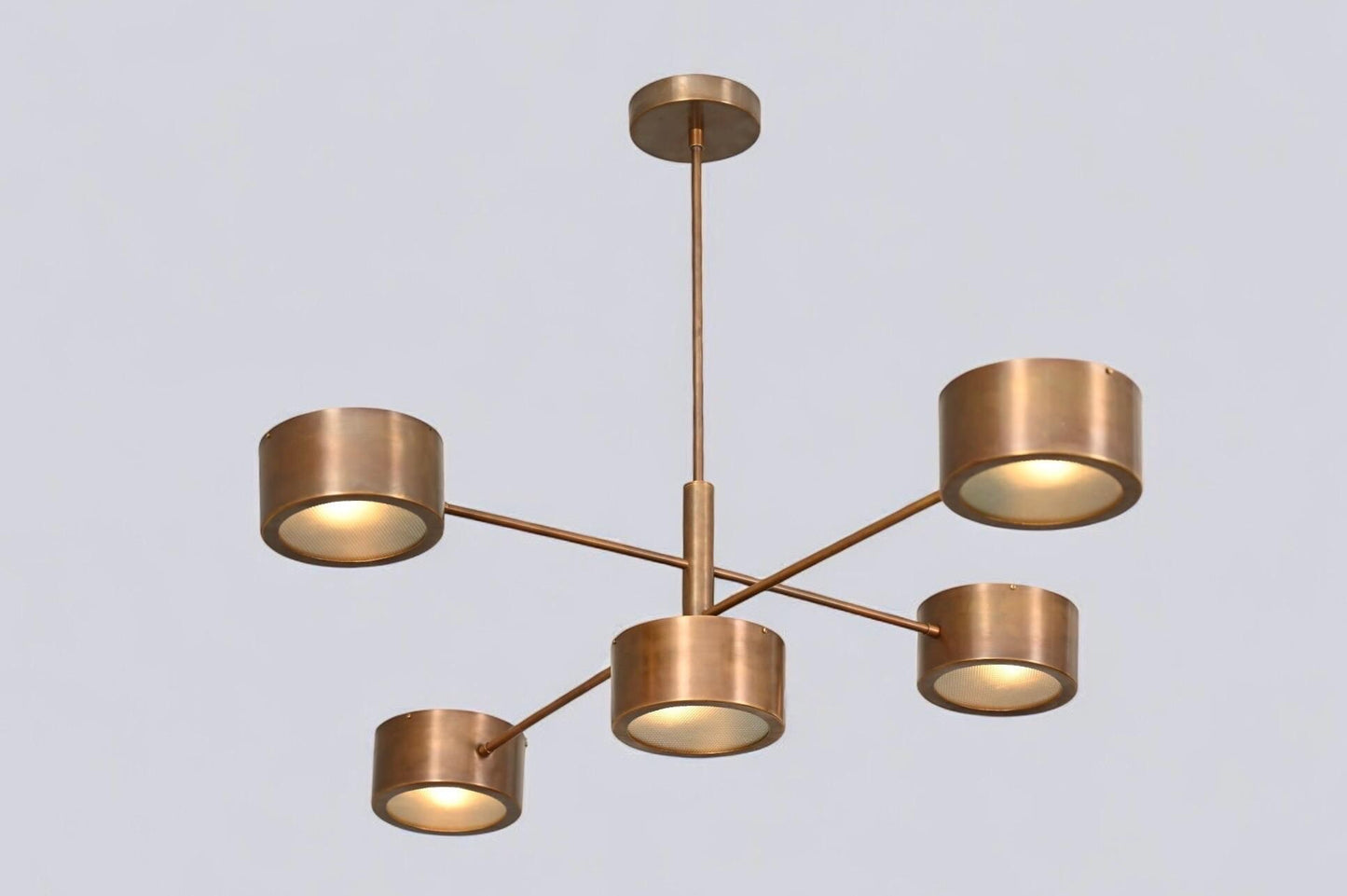 5 Light Stilnovo Balance Glass Raw Brass chandelier light Fixture
