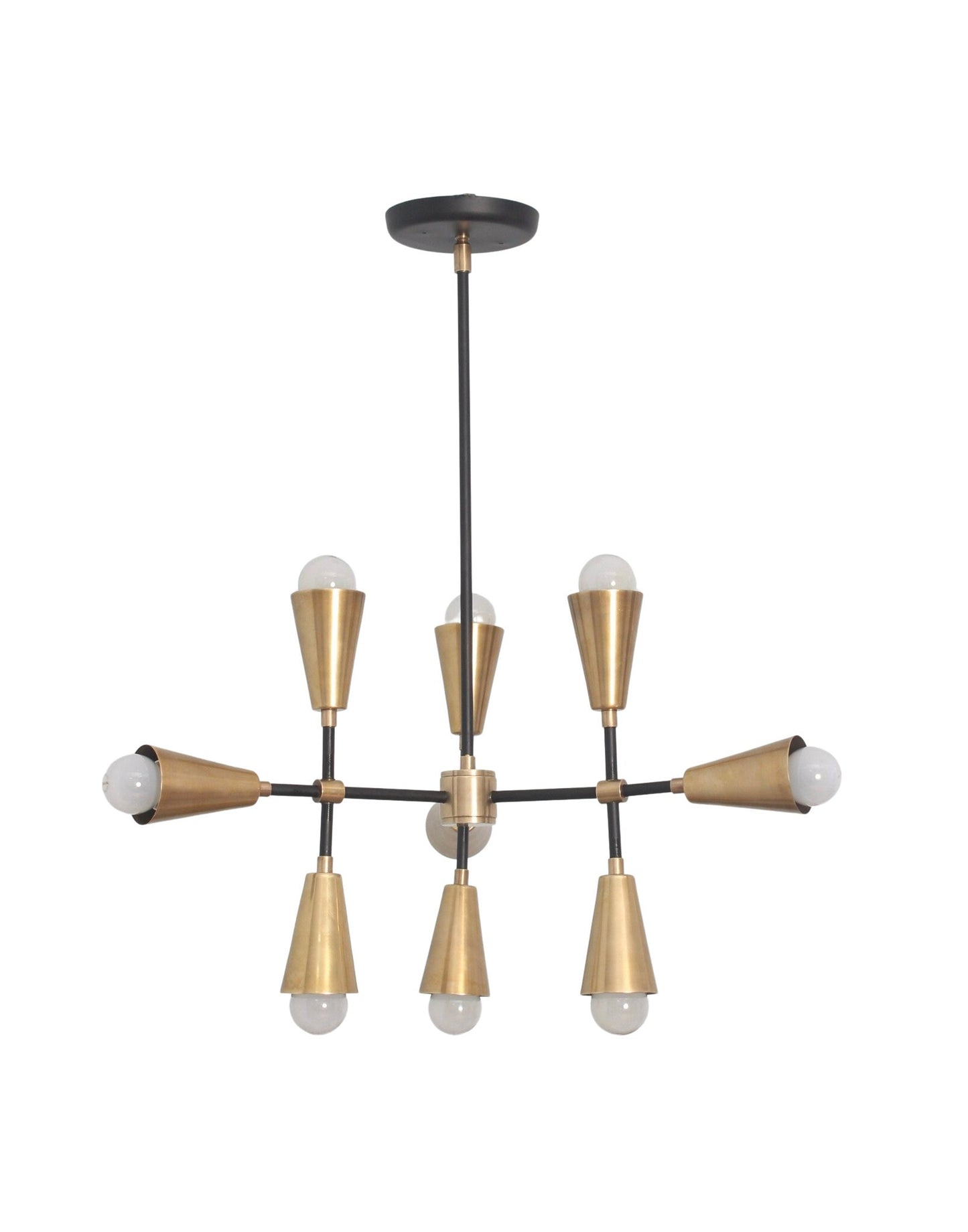The Karma Pendant 9 Light Mid Century Brass Sputnik chandelier light Fixture