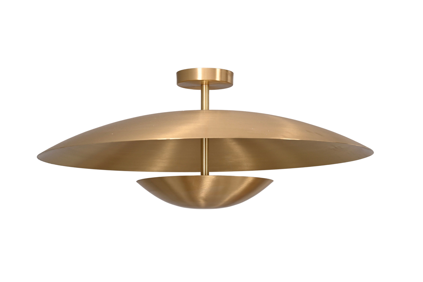 a large brass light fixture on a white background