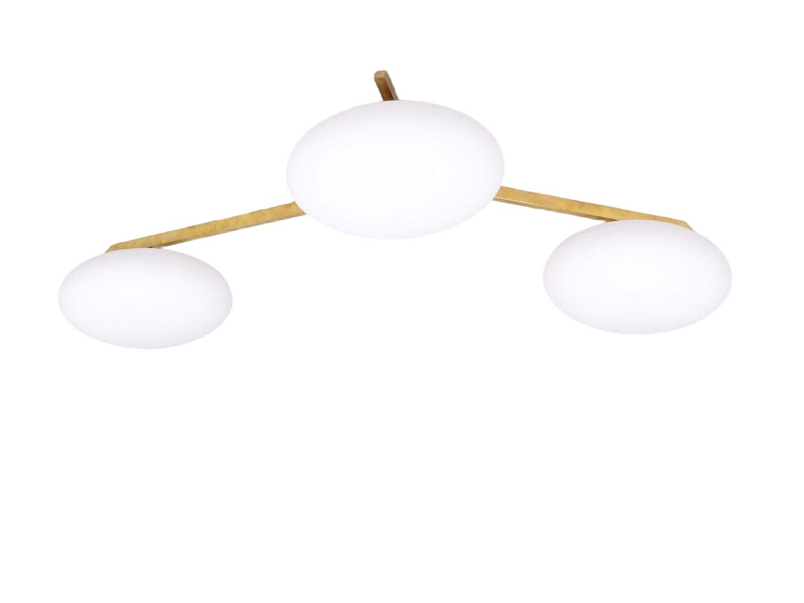 3 Light Stilnovo Style Globe Mid Century Brass Sputnik chandelier light Fixture