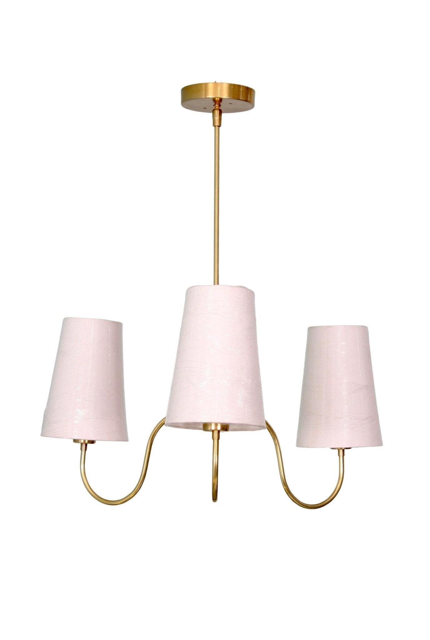 3 Light Art Deco Raw Brass chandelier light Fixture