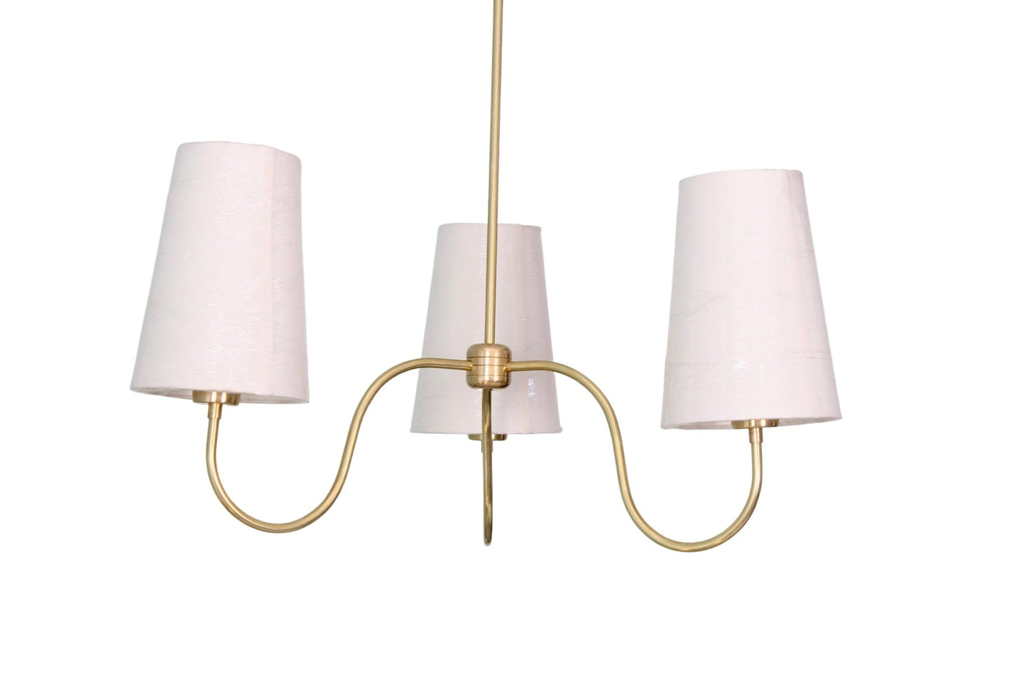 3 Light Art Deco Raw Brass chandelier light Fixture