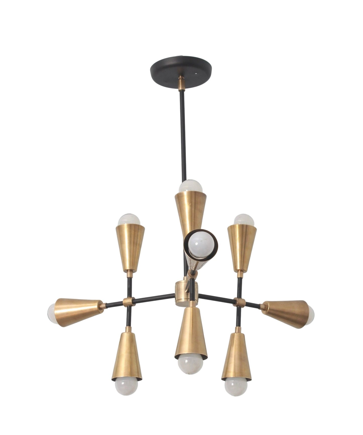 The Karma Pendant 9 Light Mid Century Brass Sputnik chandelier light Fixture