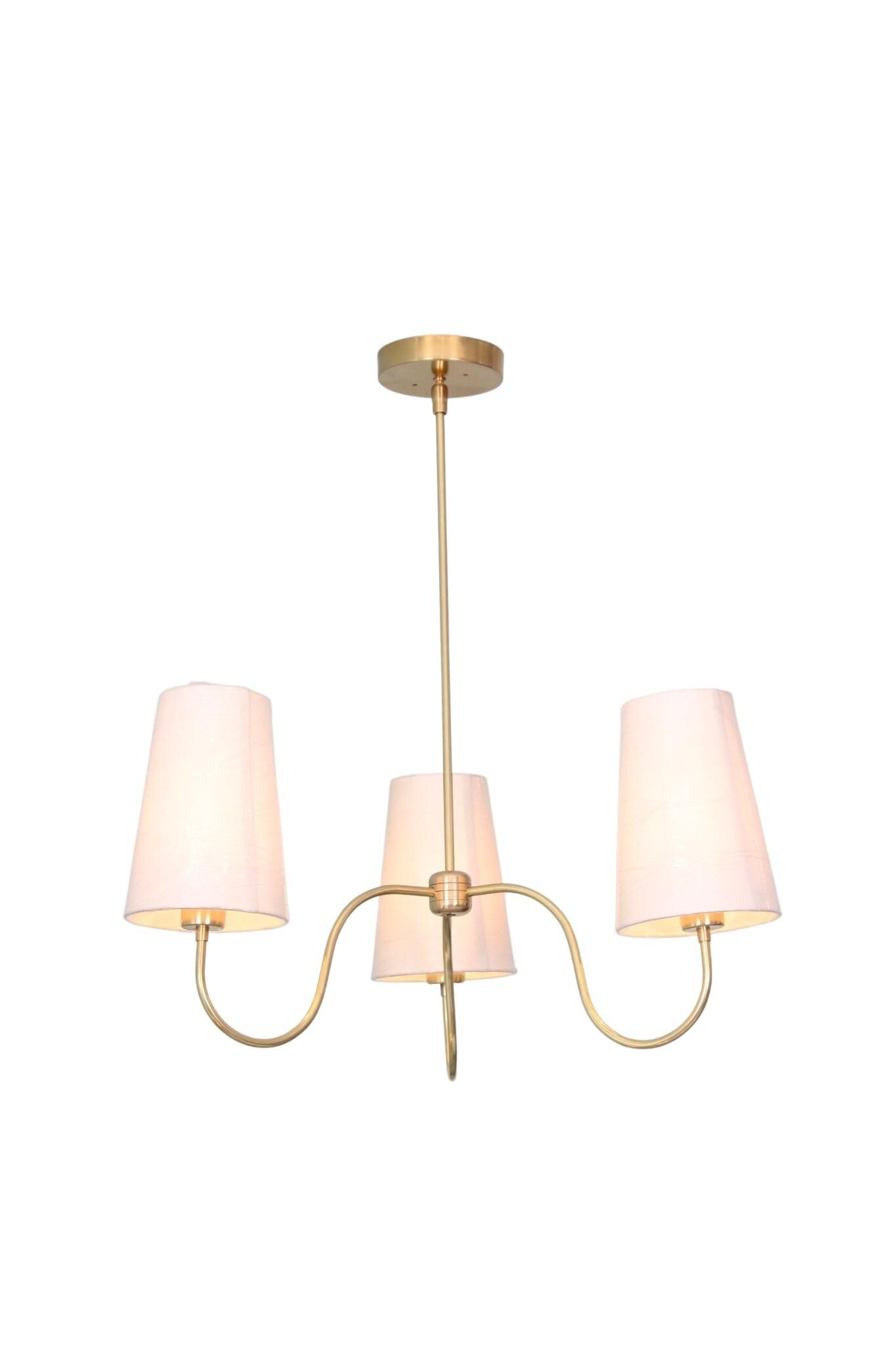 3 Light Art Deco Raw Brass chandelier light Fixture