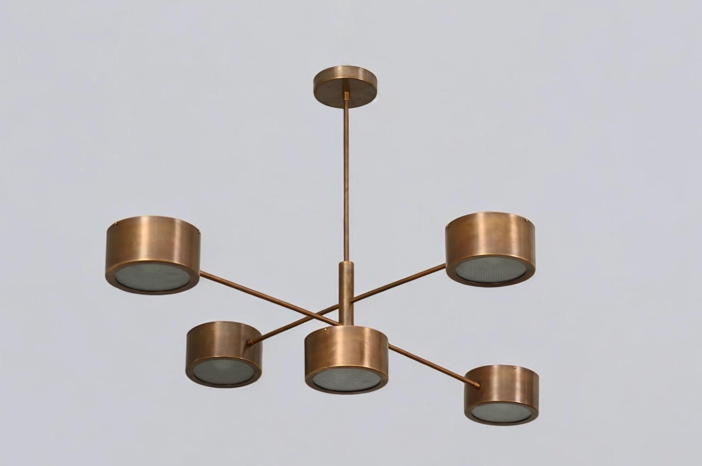 5 Light Stilnovo Balance Glass Raw Brass chandelier light Fixture