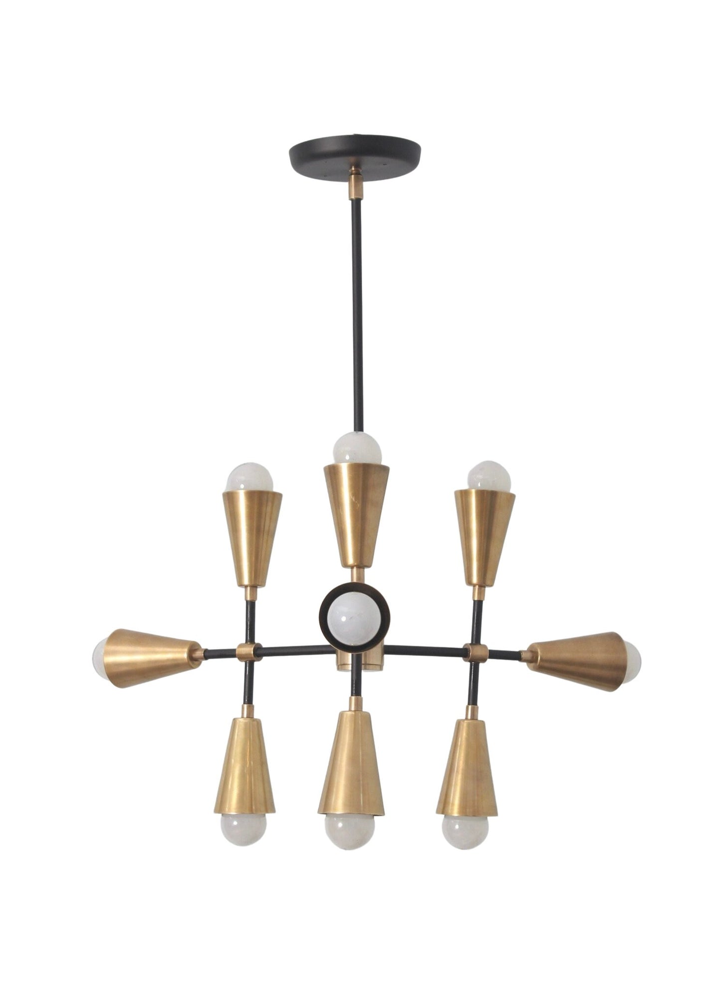 The Karma Pendant 9 Light Mid Century Brass Sputnik chandelier light Fixture