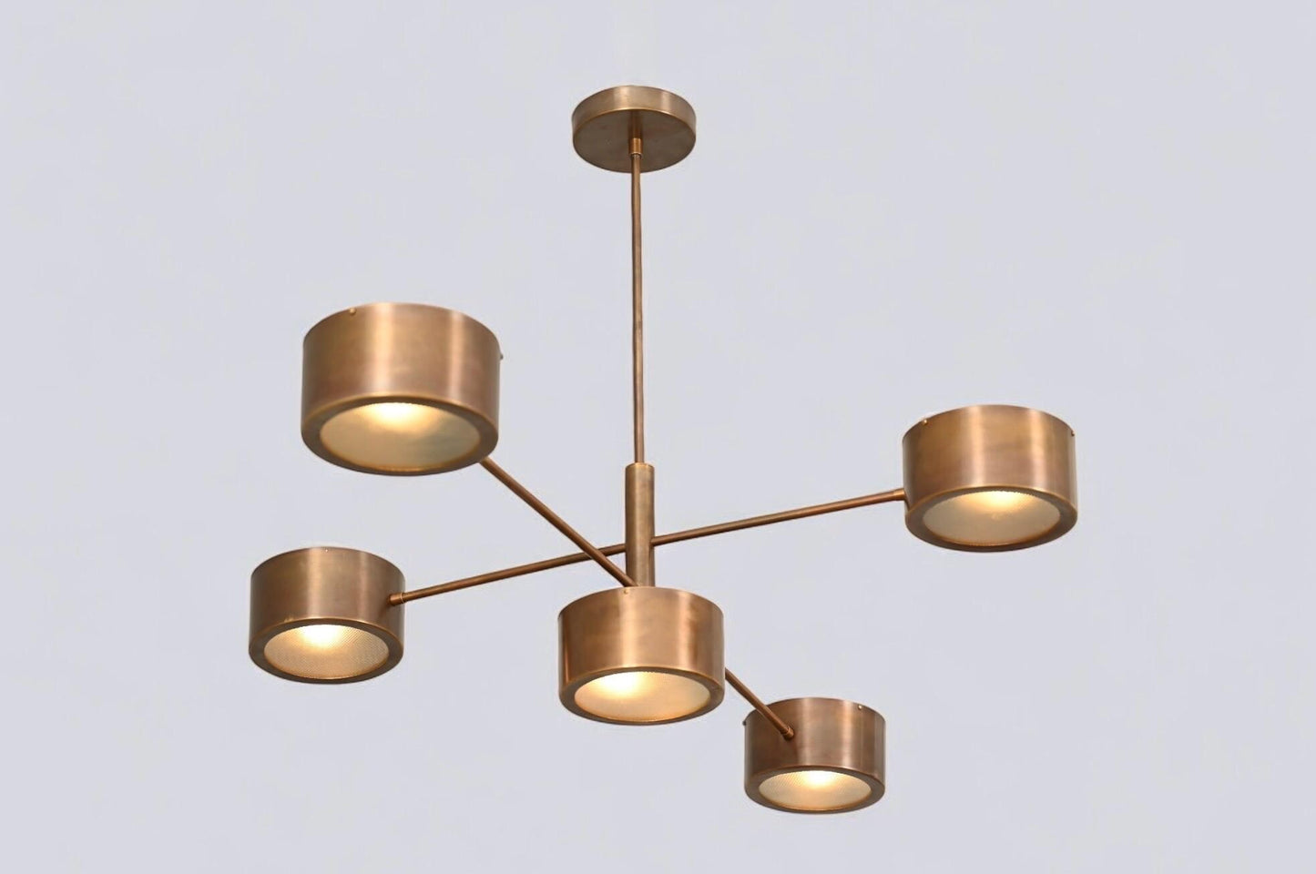 5 Light Stilnovo Balance Glass Raw Brass chandelier light Fixture