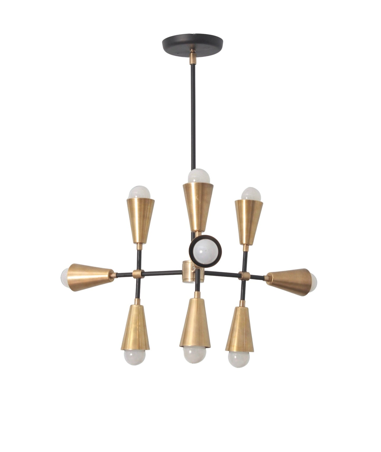 The Karma Pendant 9 Light Mid Century Brass Sputnik chandelier light Fixture