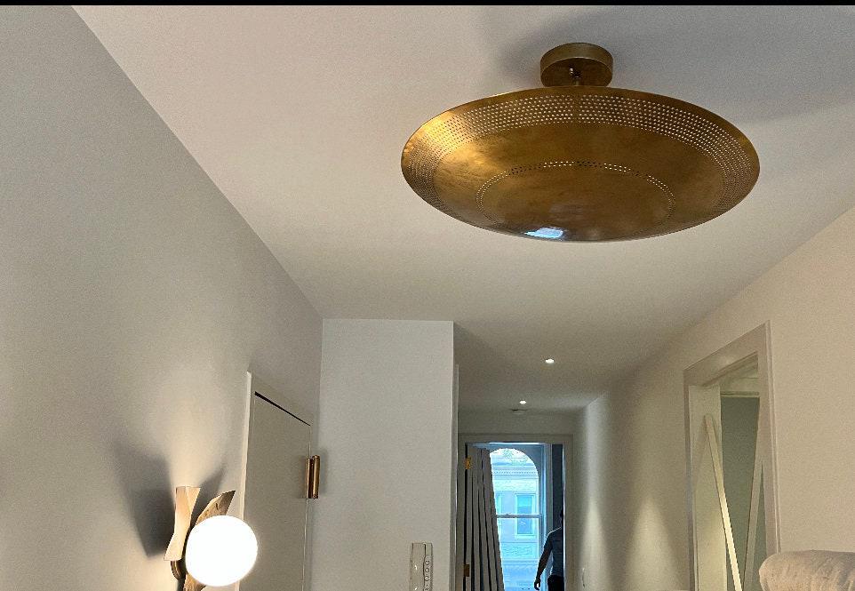 6 Light Elegant Perforerad Ceiling Flushmount light Pendant Mid Century Modern Raw Brass Sputnik chandelier light Fixture.