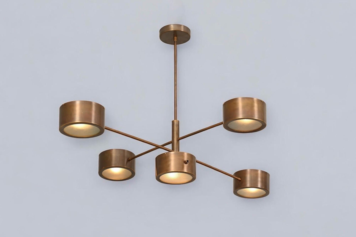 5 Light Stilnovo Balance Glass Raw Brass chandelier light Fixture