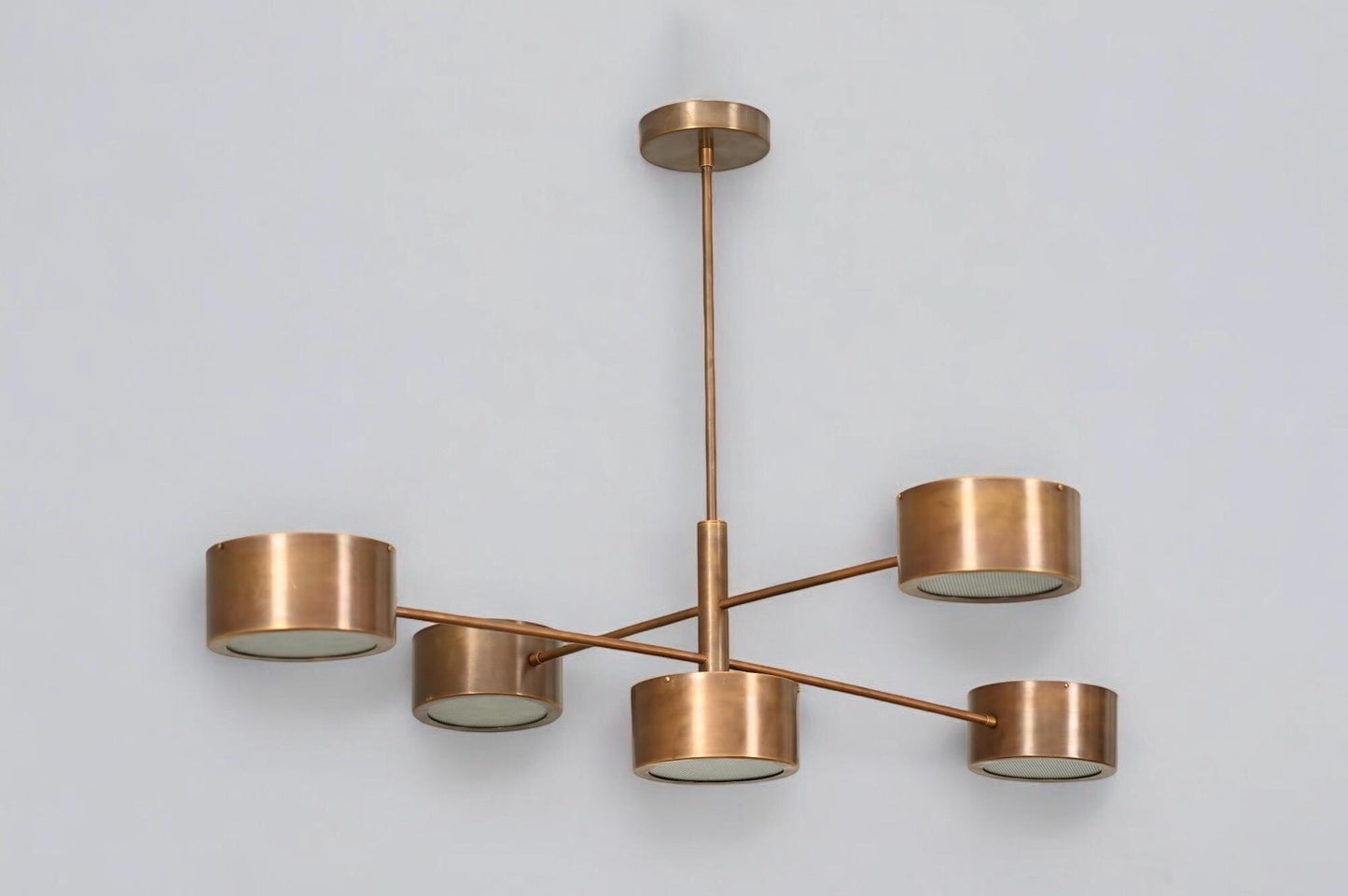 5 Light Stilnovo Balance Glass Raw Brass chandelier light Fixture