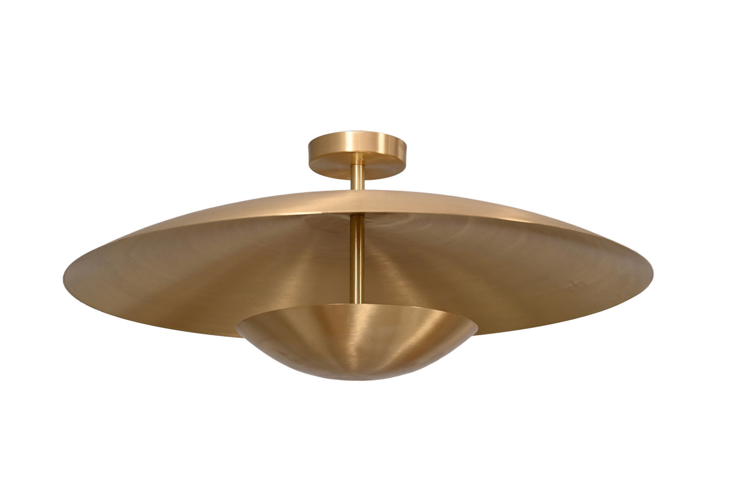 a large brass light fixture on a white background