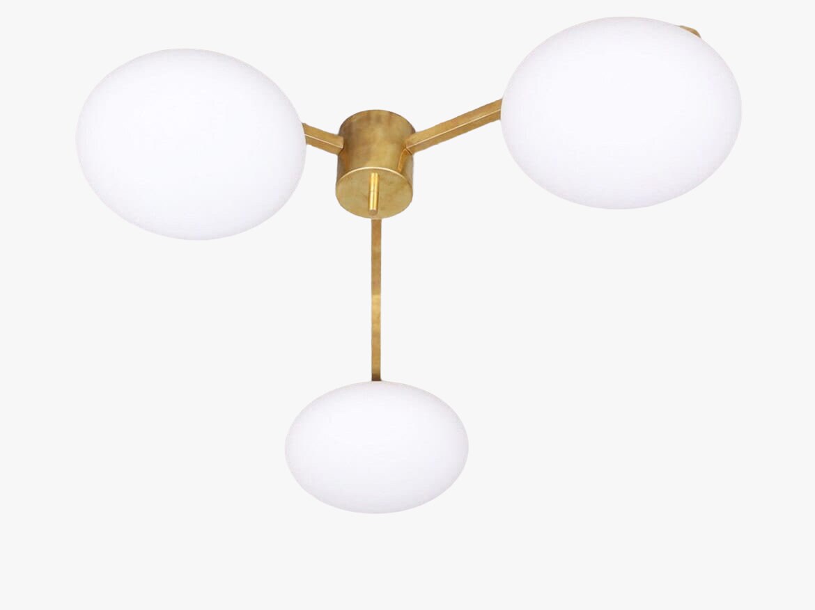 3 Light Stilnovo Style Globe Mid Century Brass Sputnik chandelier light Fixture