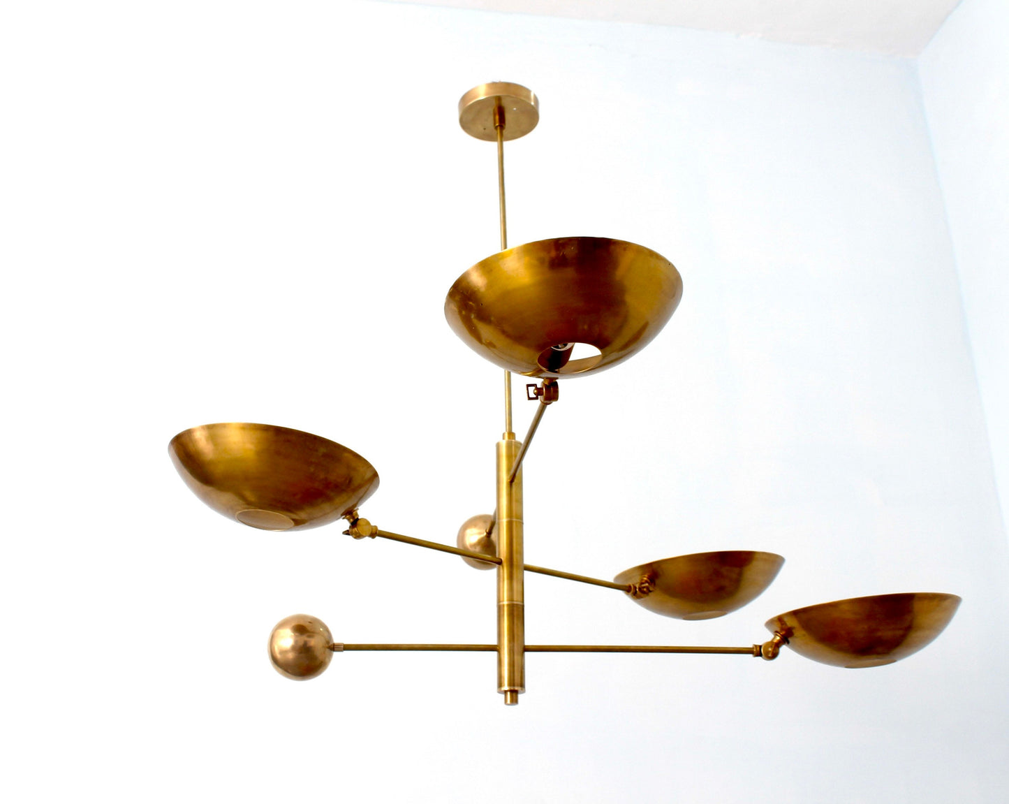 4 Light Pendant Mid Century Modern Raw Brass Sputnik chandelier light Fixture