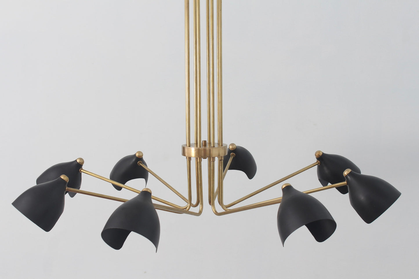 8 Armed Mid Century Brass Chandelier