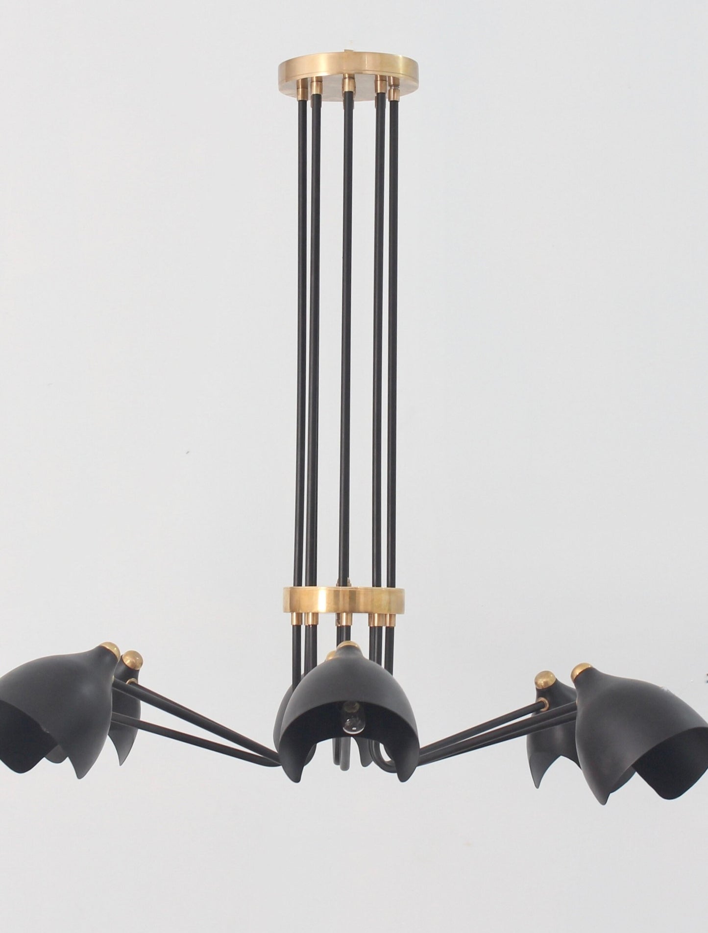 8 Armed Mid Century Brass Chandelier
