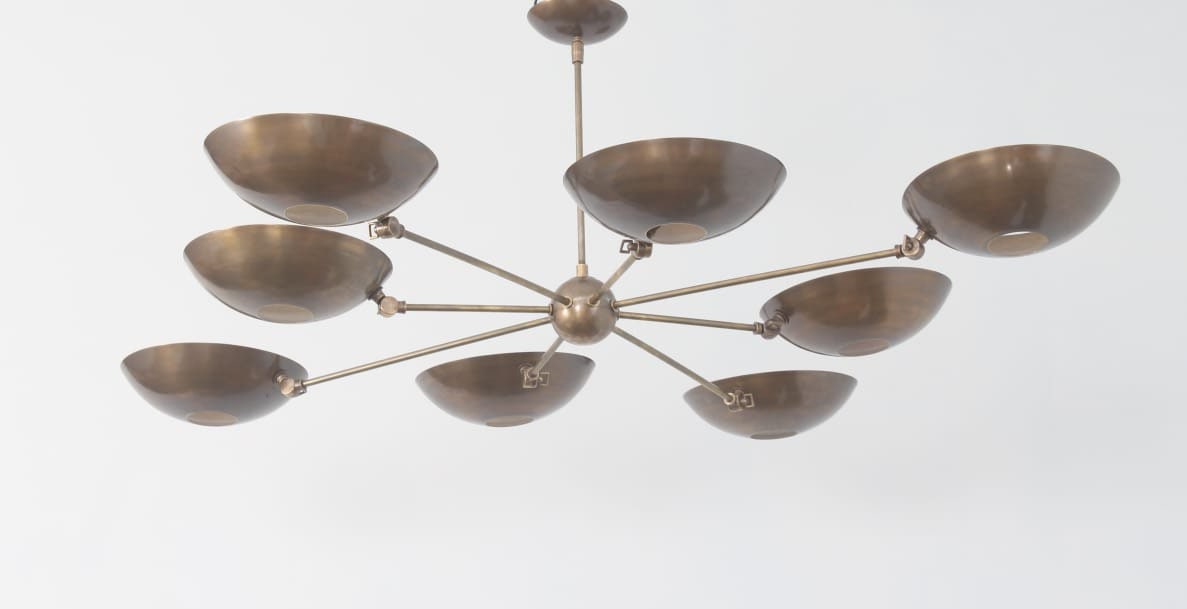 8 Light Pendant Mid Century Modern Raw Brass Sputnik chandelier light Fixture