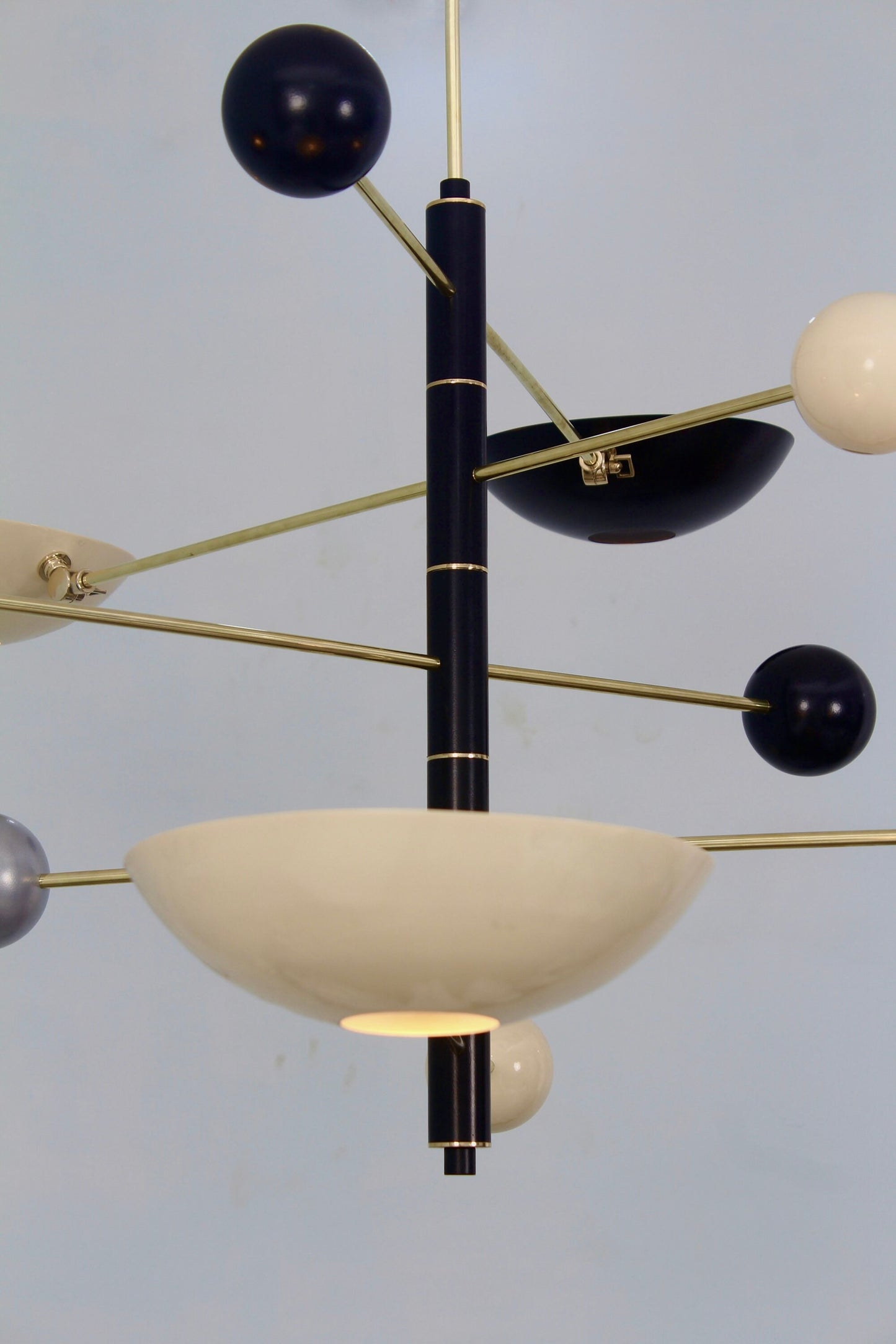 5 Light Pendant Mid Century Modern Raw Brass Sputnik chandelier light Fixture