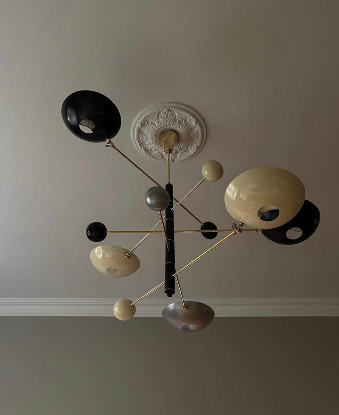 5 Light Pendant Mid Century Modern Raw Brass Sputnik chandelier light Fixture