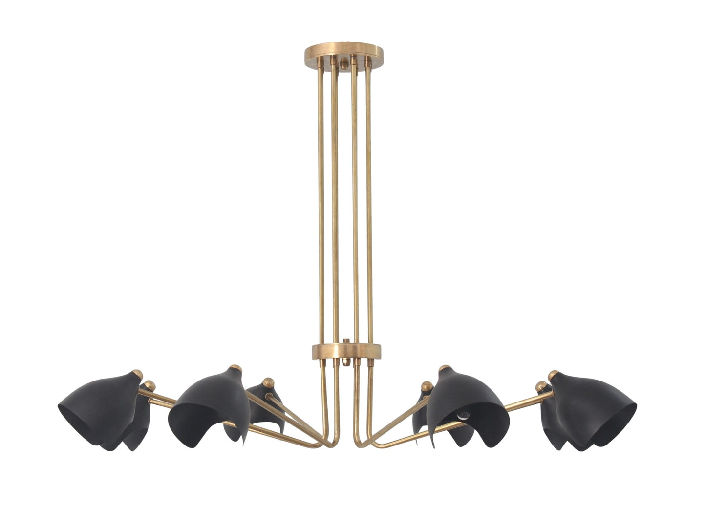 8 Armed Mid Century Brass Chandelier