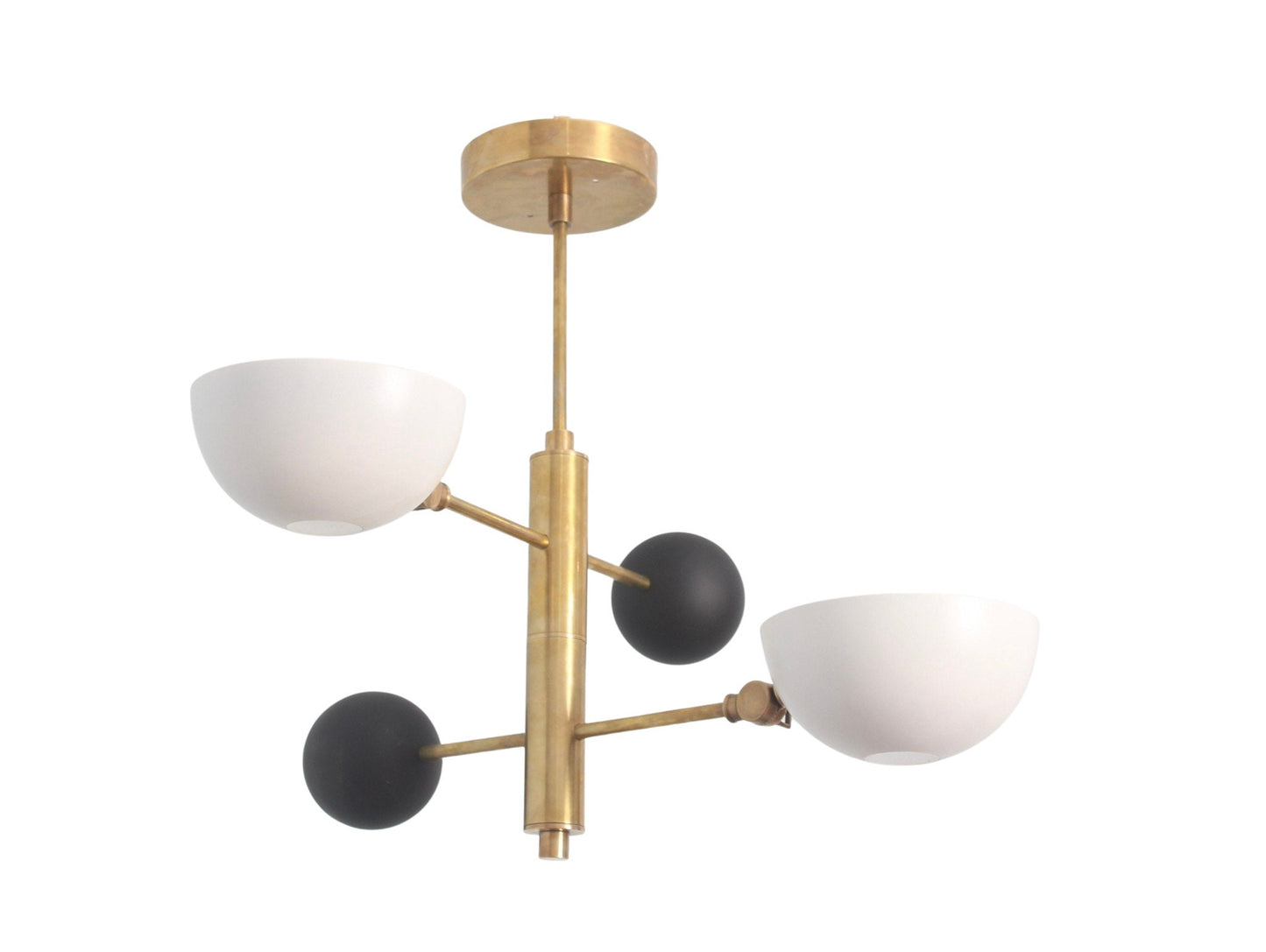 2 Light Small Pendant Mid Century Modern Raw Brass Sputnik chandelier light Fixture