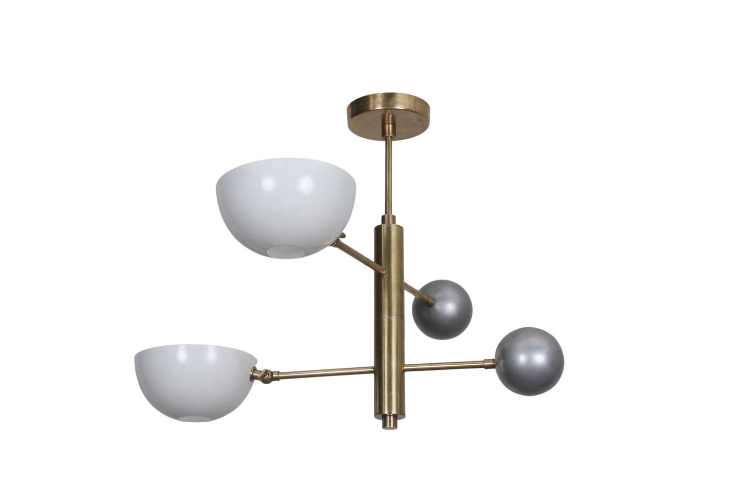 2 Light Small Pendant Mid Century Modern Raw Brass Sputnik chandelier light Fixture