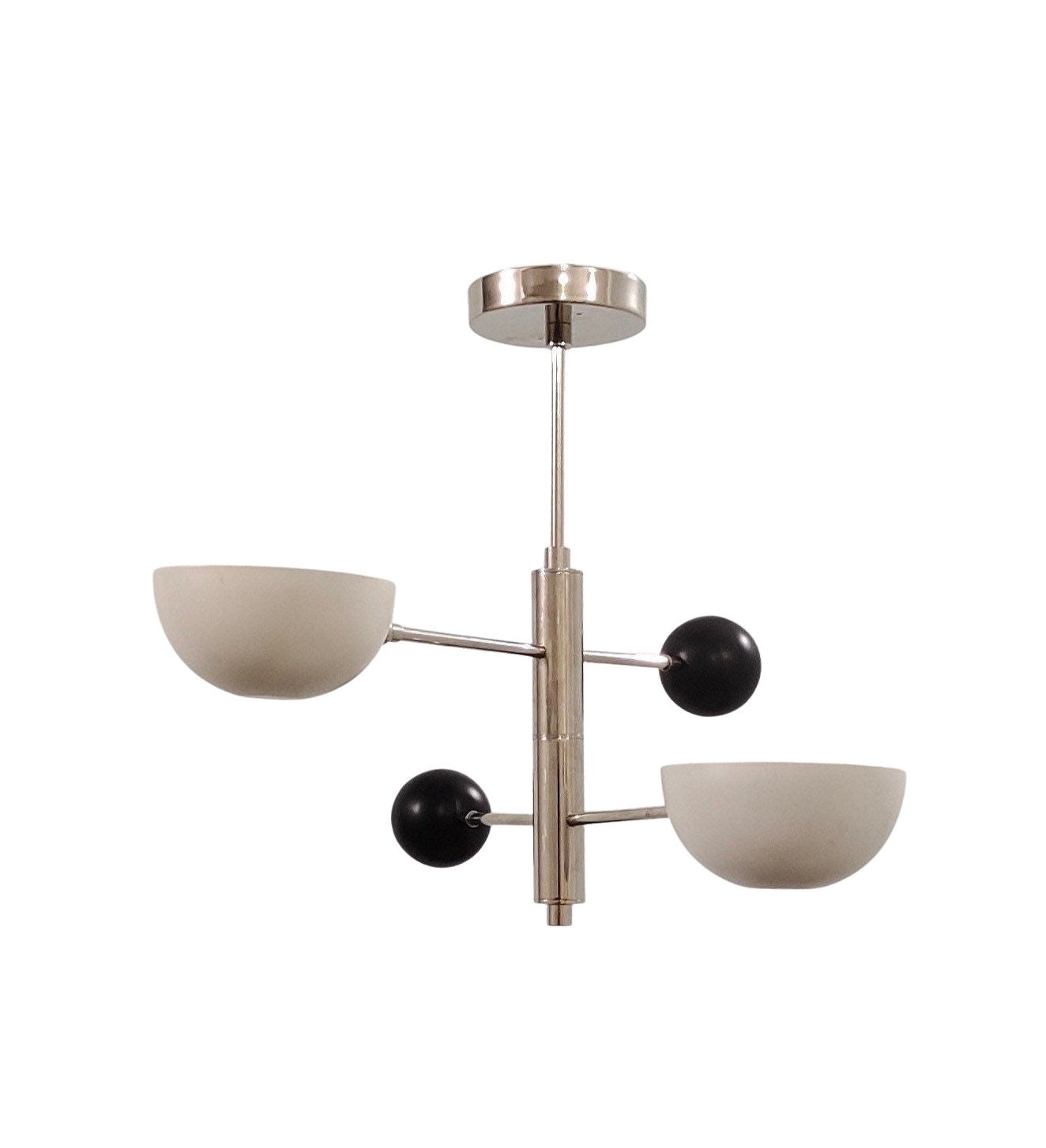 2 Light Small Pendant Mid Century Modern Raw Brass Sputnik chandelier light Fixture
