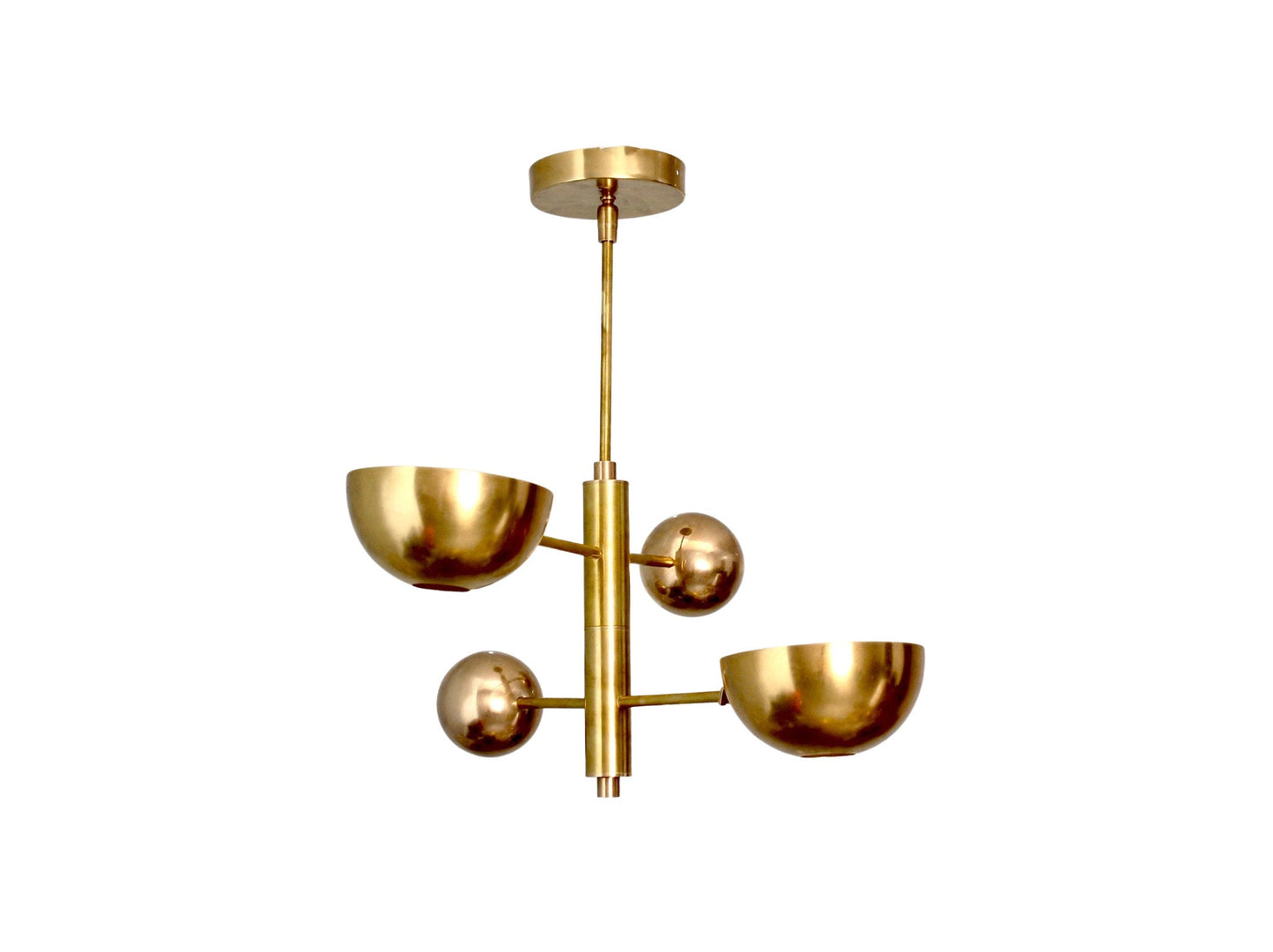 2 Light Small Pendant Mid Century Modern Raw Brass Sputnik chandelier light Fixture
