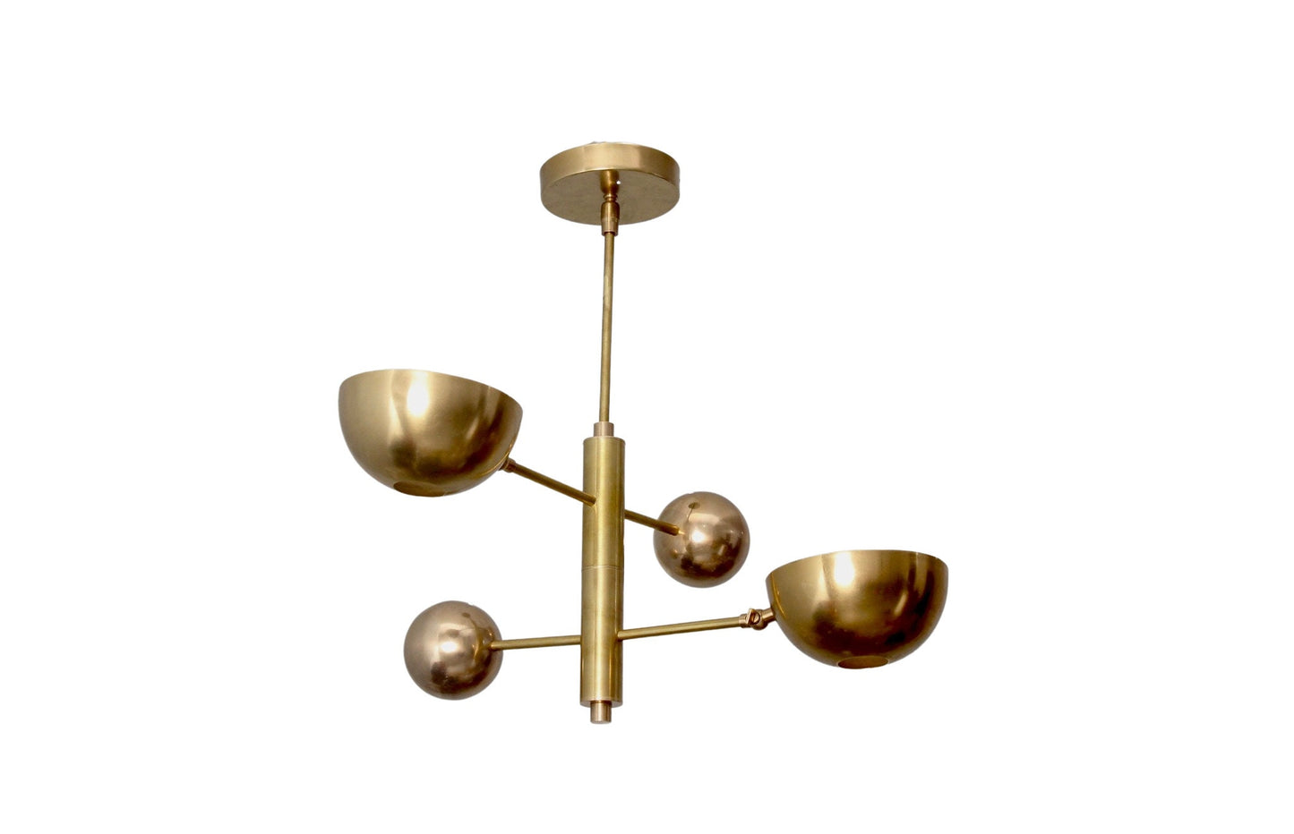2 Light Small Pendant Mid Century Modern Raw Brass Sputnik chandelier light Fixture
