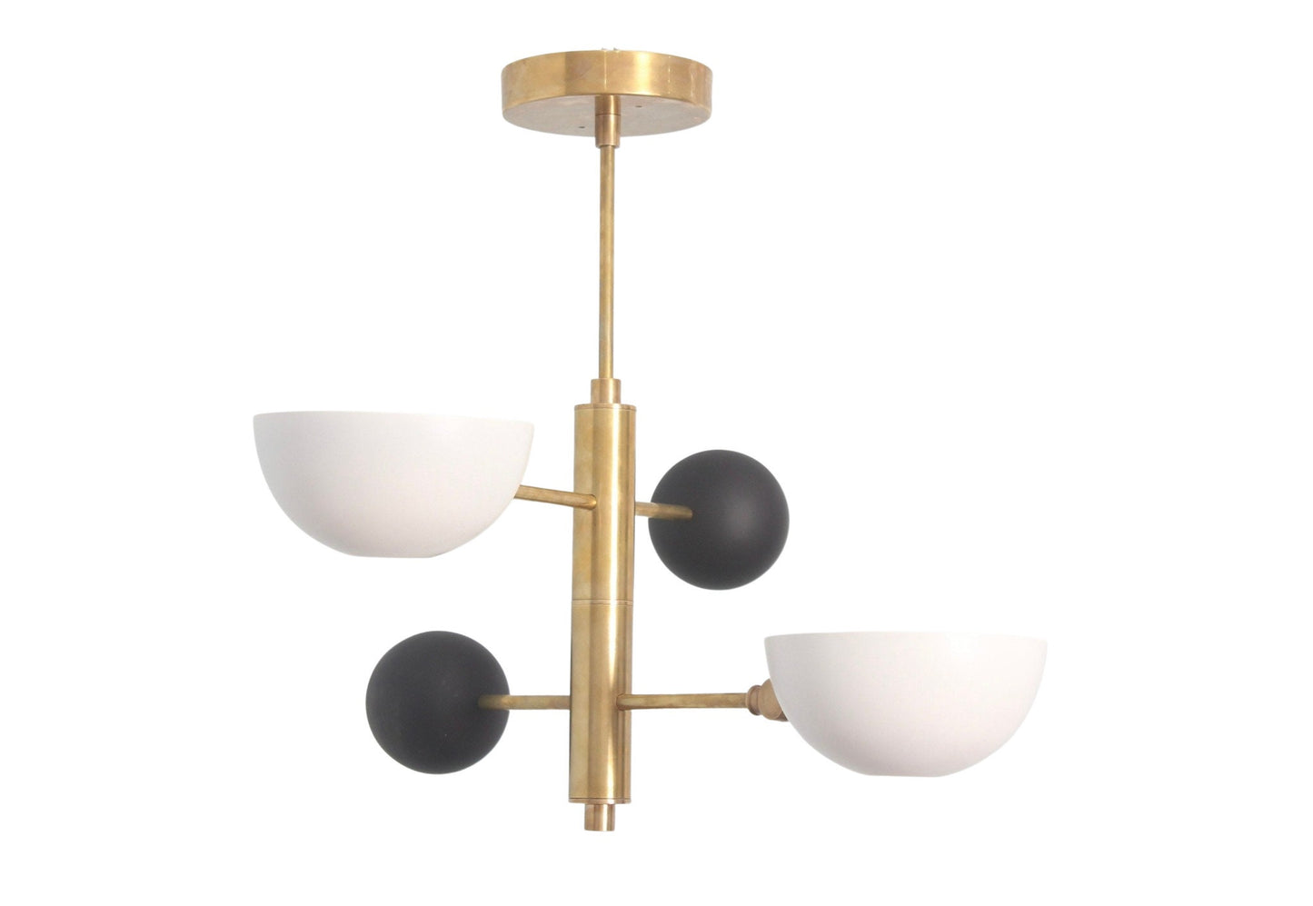2 Light Small Pendant Mid Century Modern Raw Brass Sputnik chandelier light Fixture