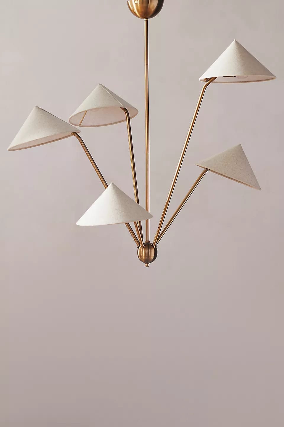 5 Light Art Deco Raw Brass chandelier light Fixture