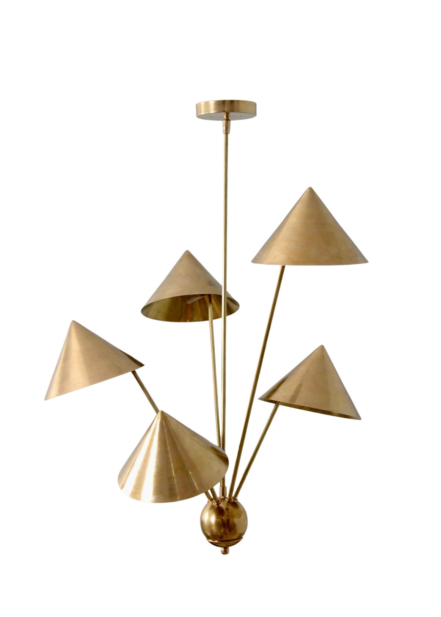 5 Light Art Deco Raw Brass chandelier light Fixture