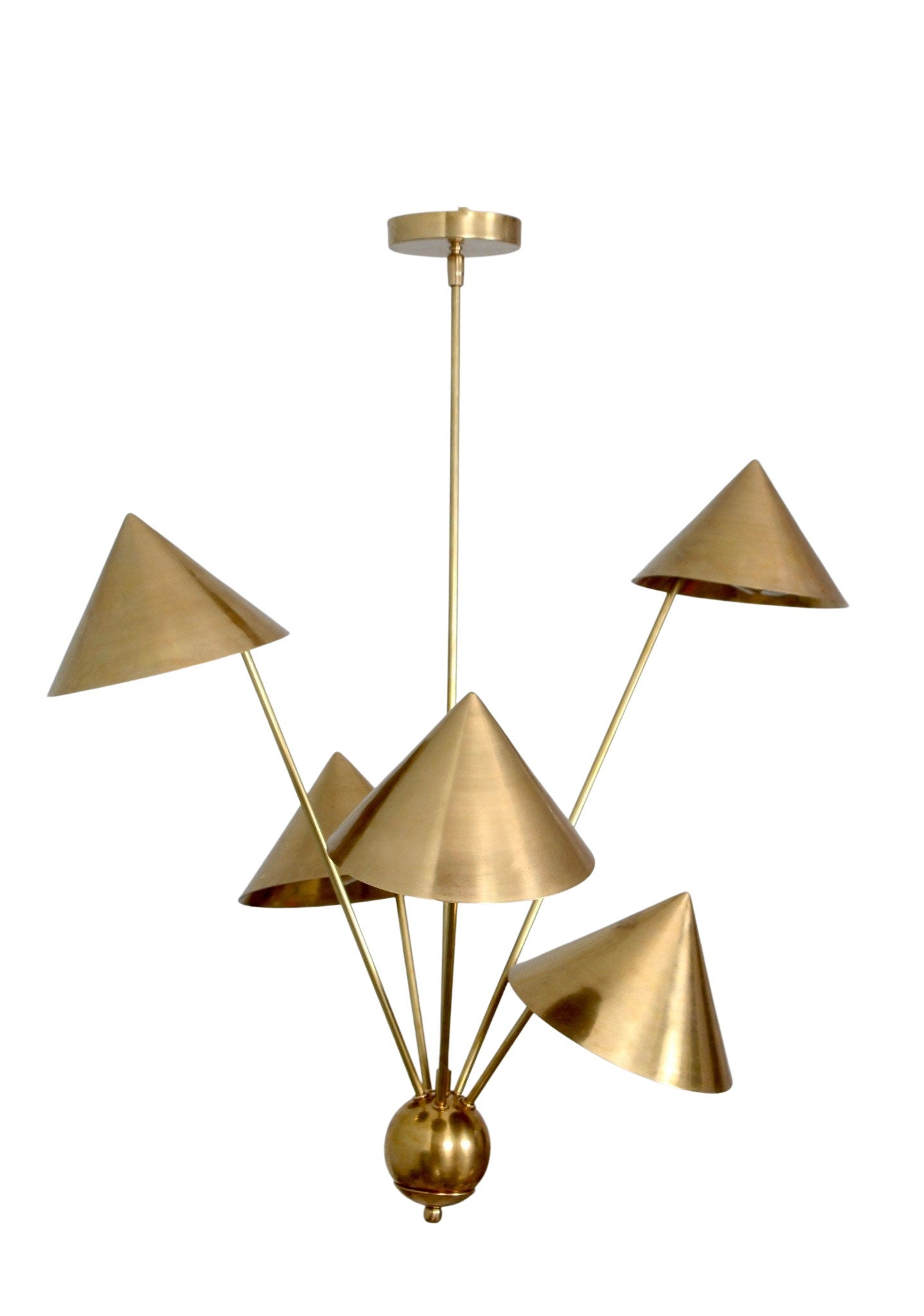 5 Light Art Deco Raw Brass chandelier light Fixture