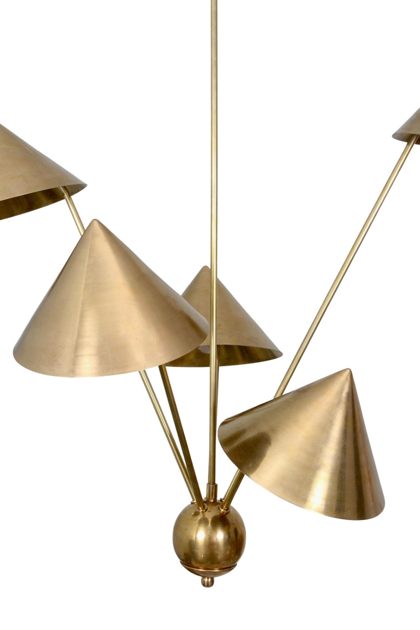 5 Light Art Deco Raw Brass chandelier light Fixture