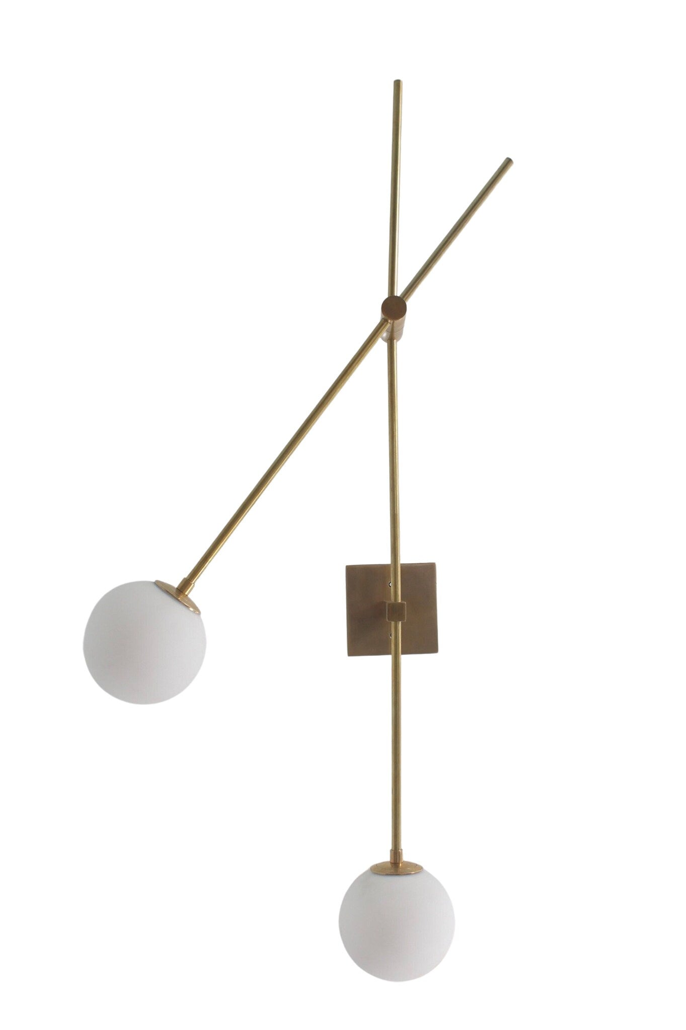 2 Light globe Wall Modern Raw Brass Sputnik chandelier light Fixture