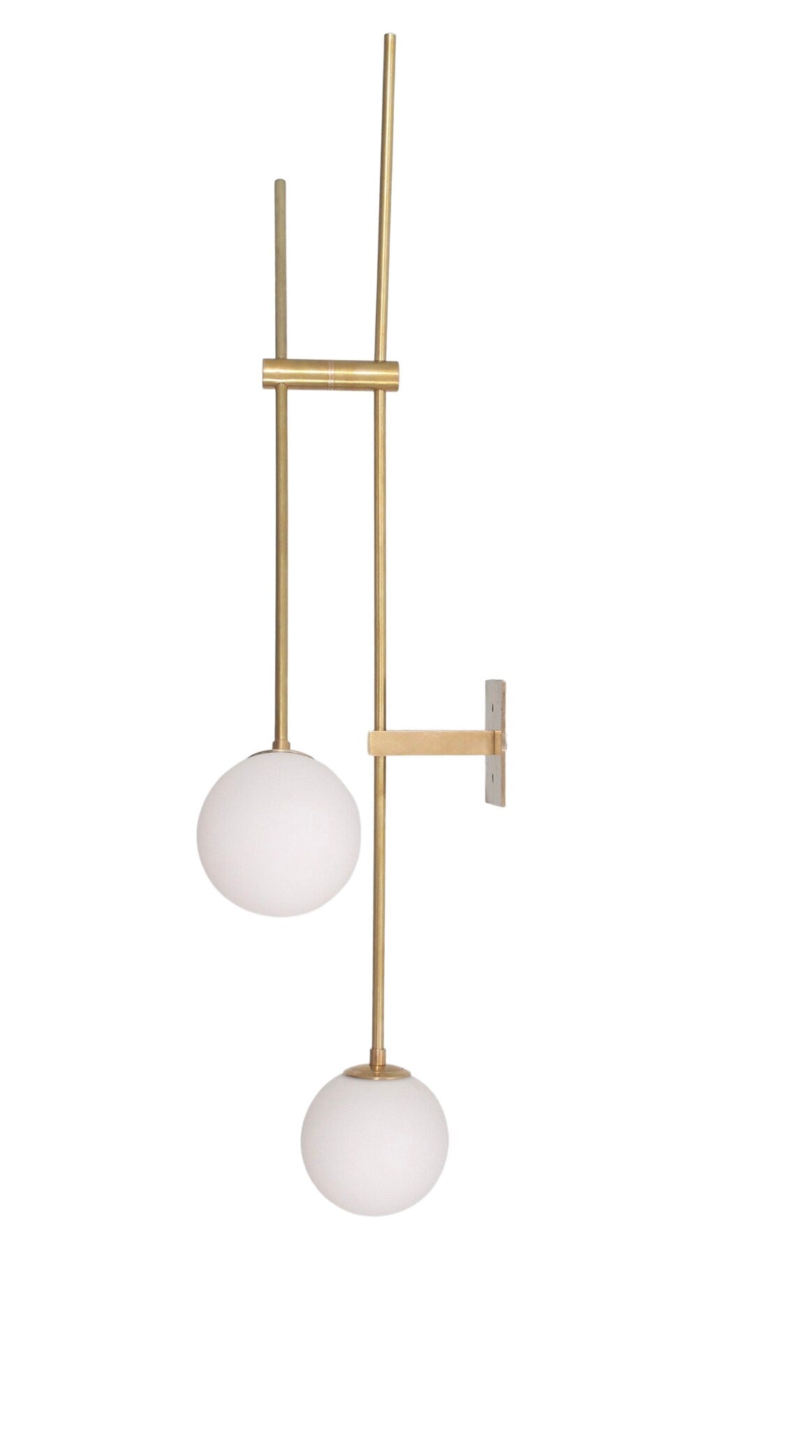 2 Light globe Wall Modern Raw Brass Sputnik chandelier light Fixture