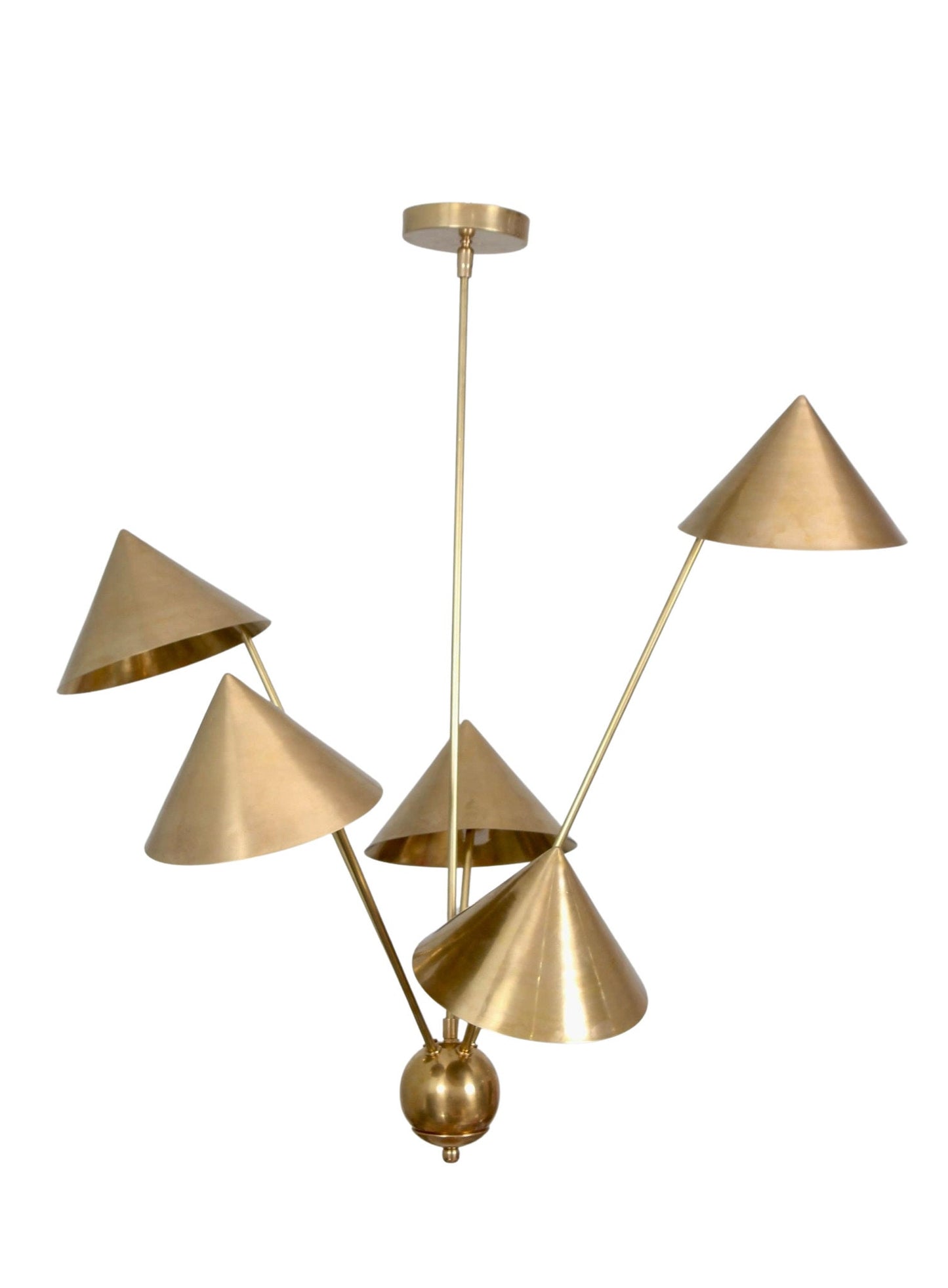 5 Light Art Deco Raw Brass chandelier light Fixture