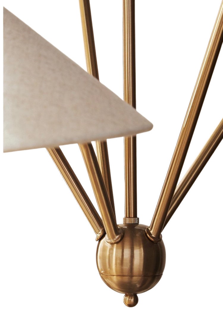 5 Light Art Deco Raw Brass chandelier light Fixture