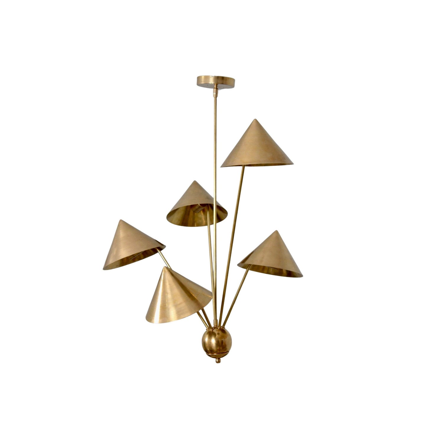 5 Light Art Deco Raw Brass chandelier light Fixture
