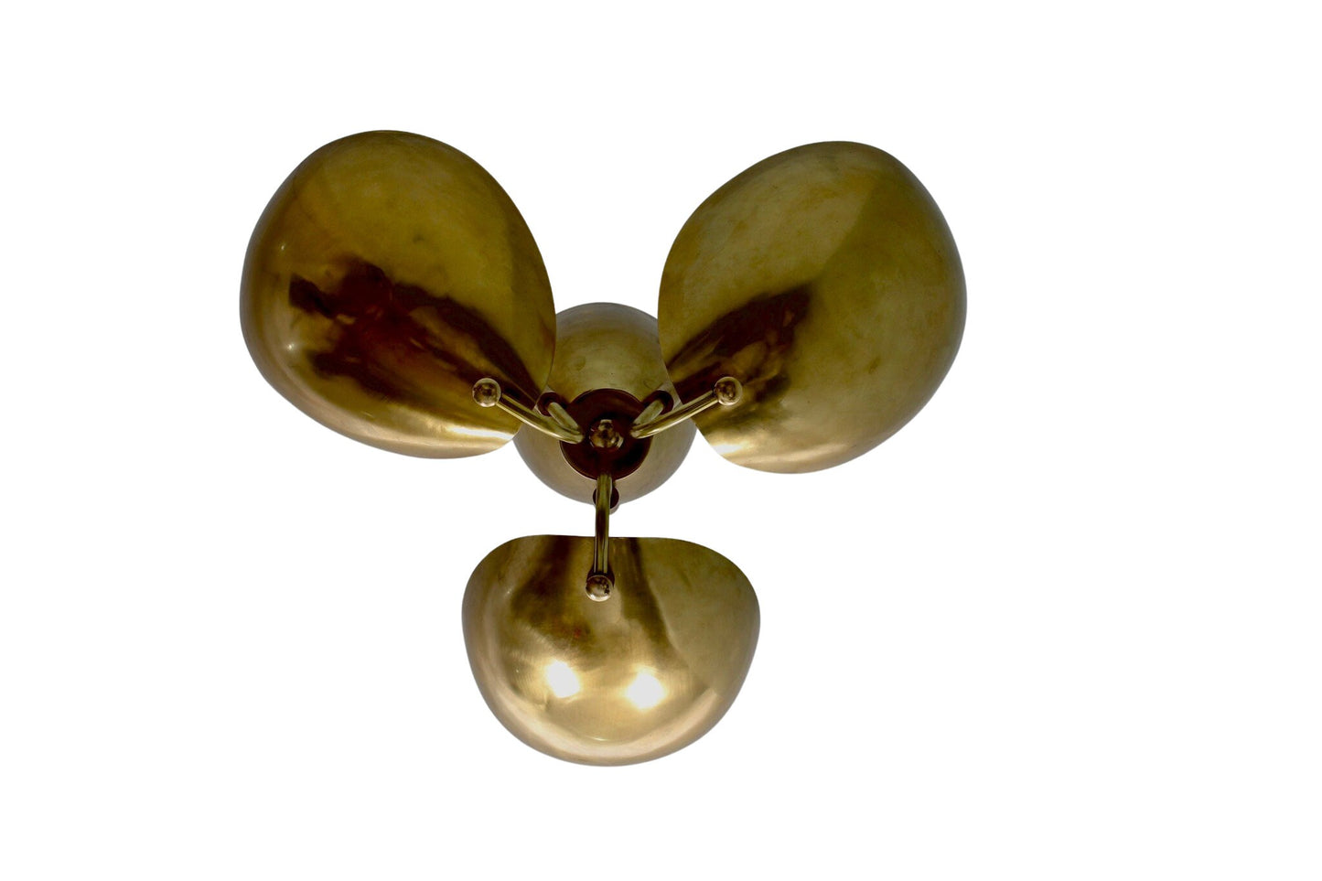 3 Light Curved Shades Semi Flush Mid Century Modern Raw Brass Sputnik chandelier light Fixture