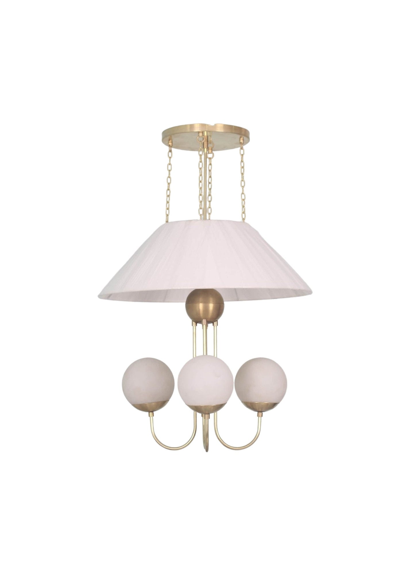 4 Light Globe Art Deco Raw Brass chandelier light Fixture