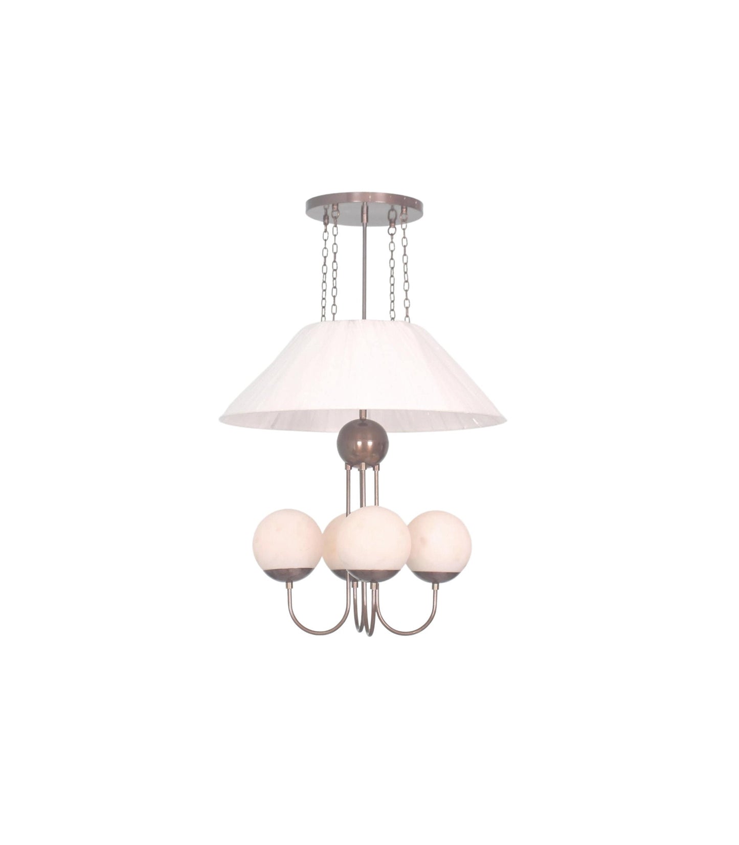 4 Light Globe Art Deco Raw Brass chandelier light Fixture