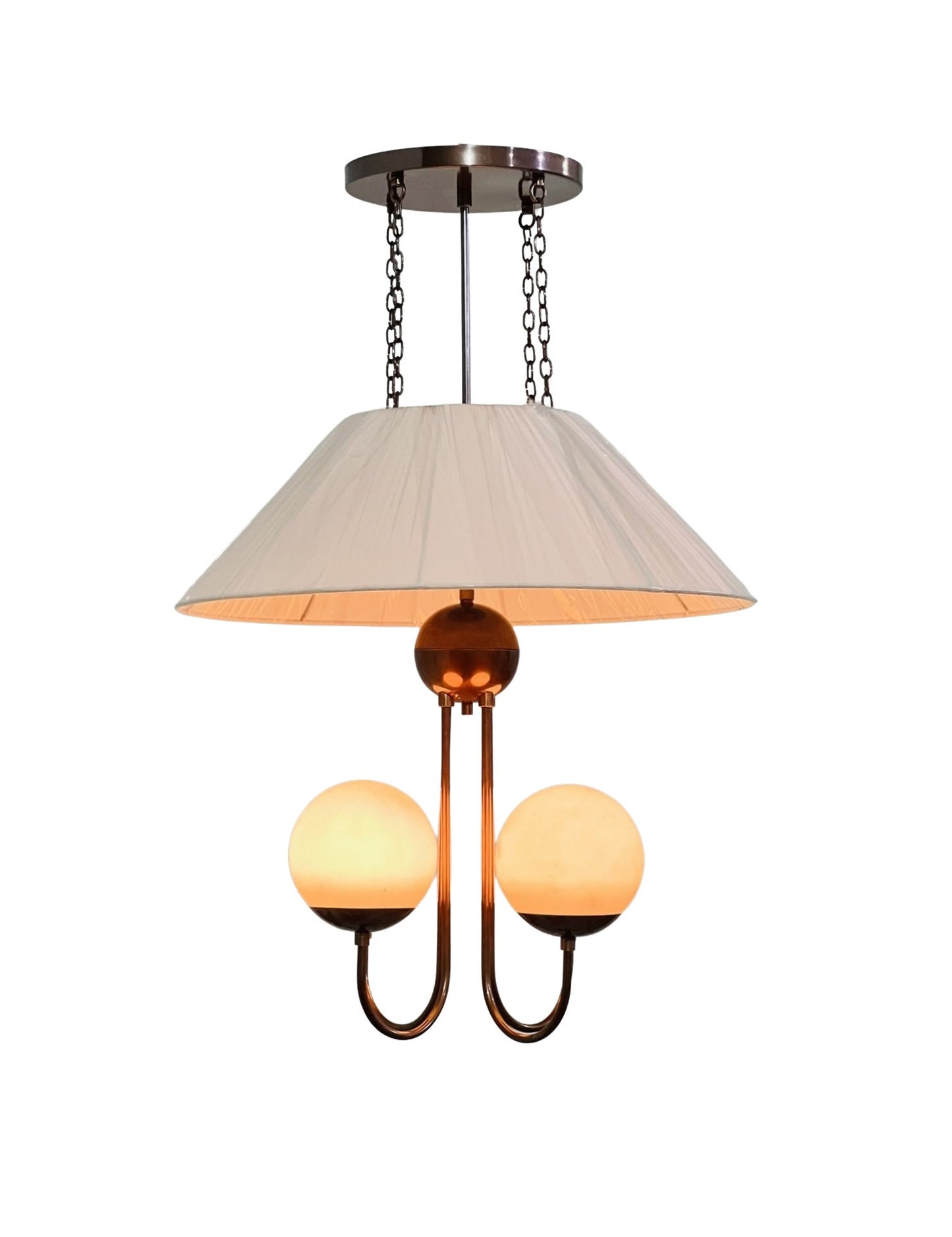 4 Light Globe Art Deco Raw Brass chandelier light Fixture
