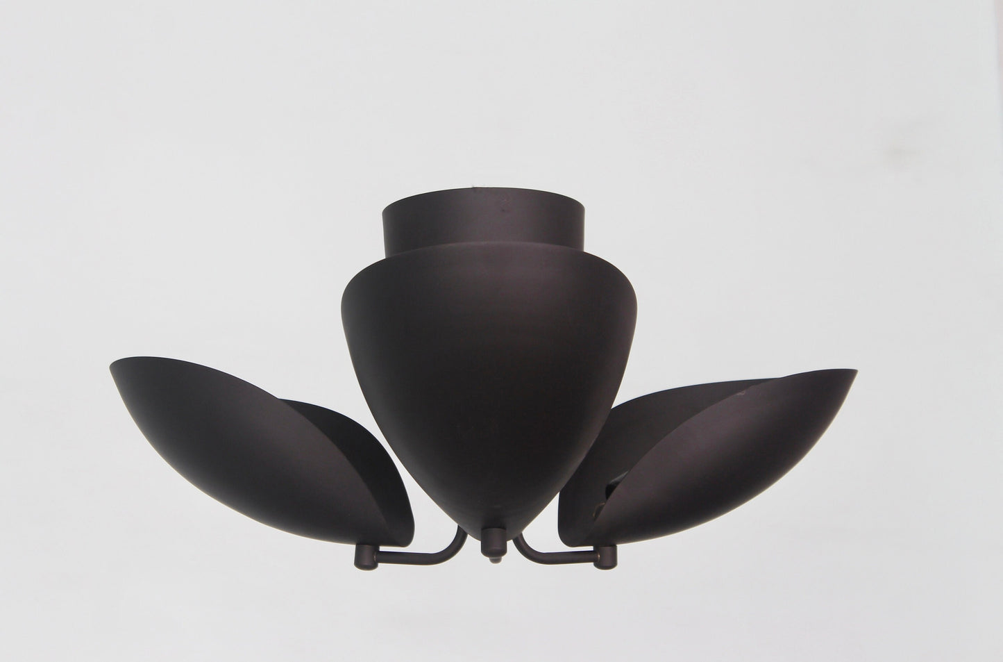 3 Light Curved Shades Semi Flush Mid Century Modern Raw Brass Sputnik chandelier light Fixture