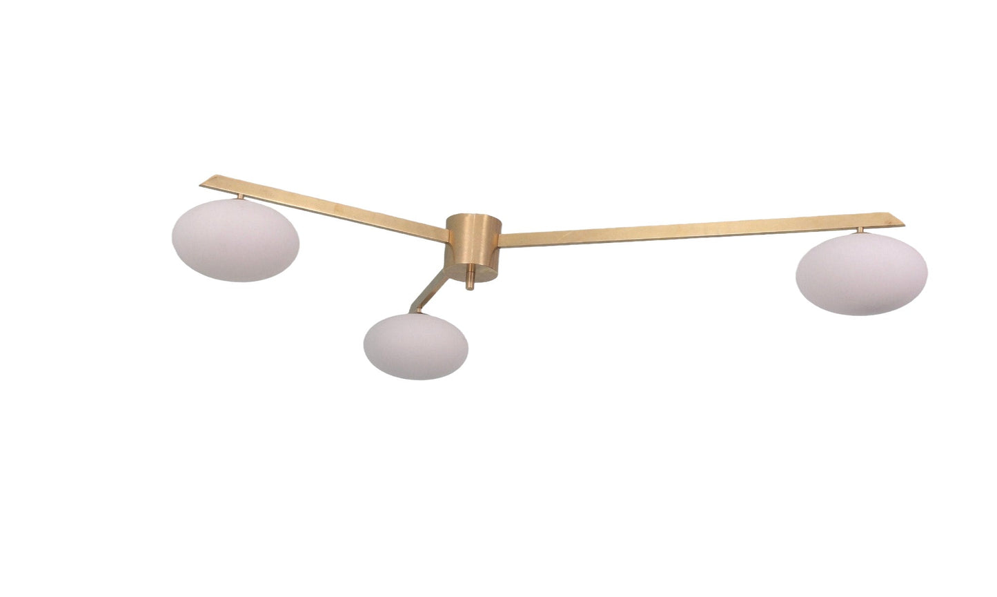 3 Light Stilnovo Style Globe Mid Century Brass Sputnik chandelier light Fixture