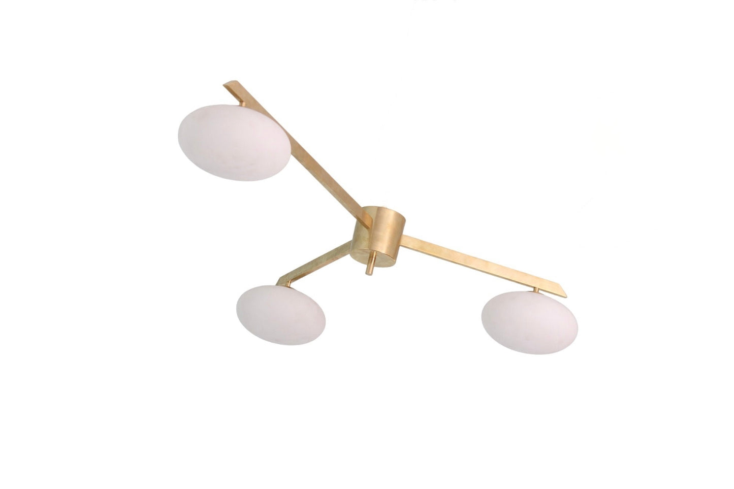 3 Light Stilnovo Style Globe Mid Century Brass Sputnik chandelier light Fixture
