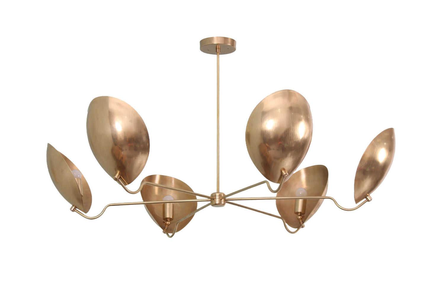 6 Light Curved Shades Pendant Mid Century Modern Raw Brass Sputnik chandelier light Fixture