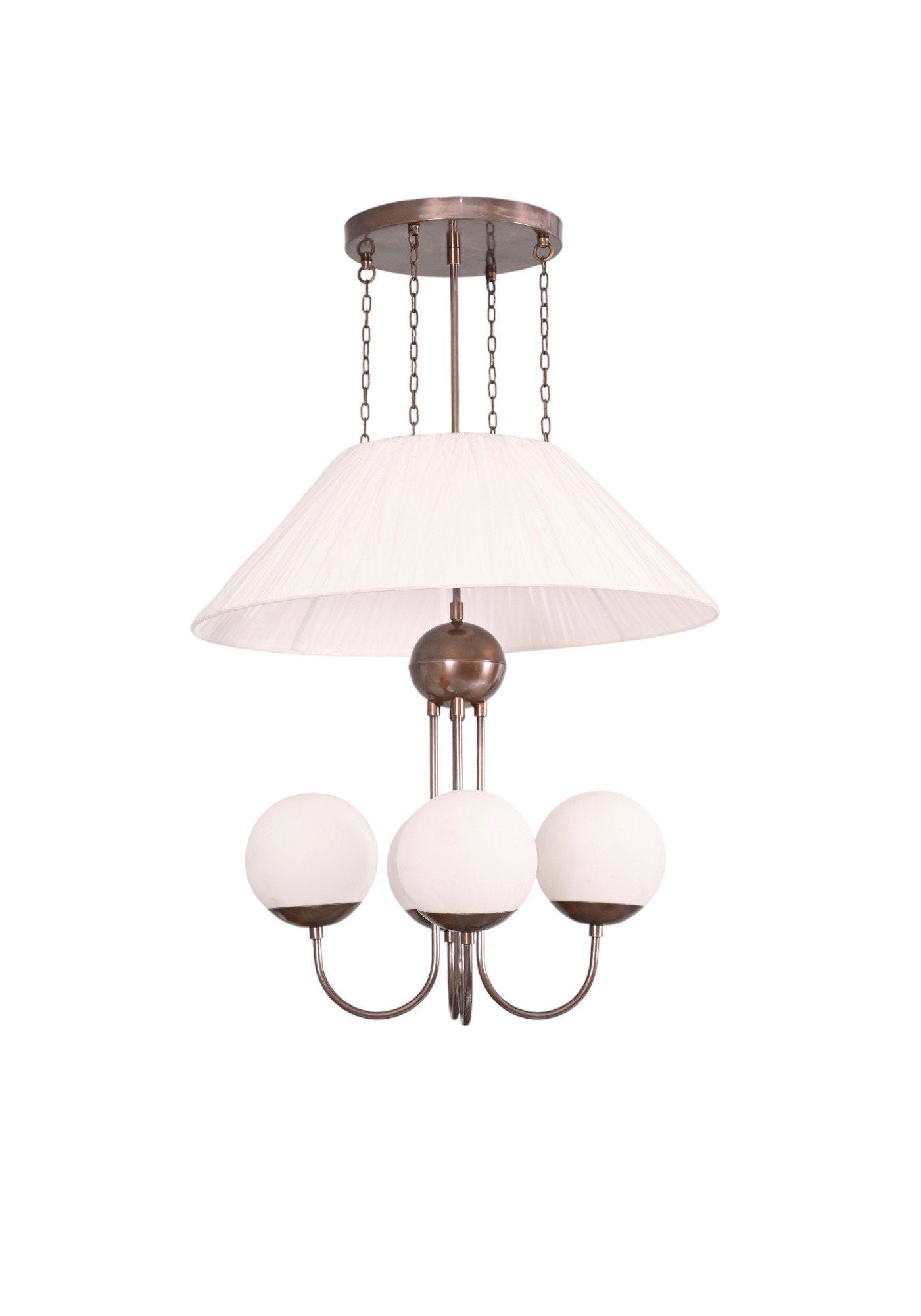 4 Light Globe Art Deco Raw Brass chandelier light Fixture