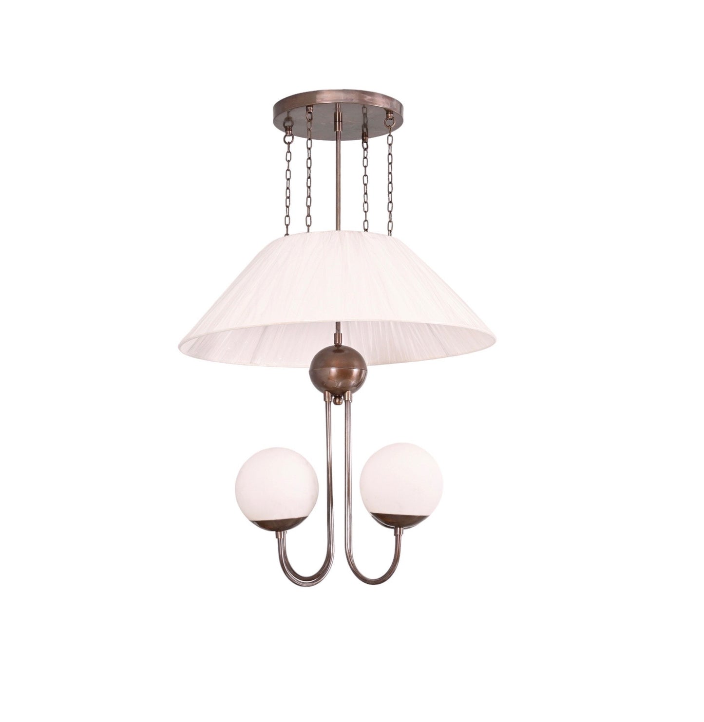4 Light Globe Art Deco Raw Brass chandelier light Fixture